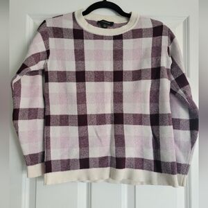 Plaid Sweater in Purple and Cream